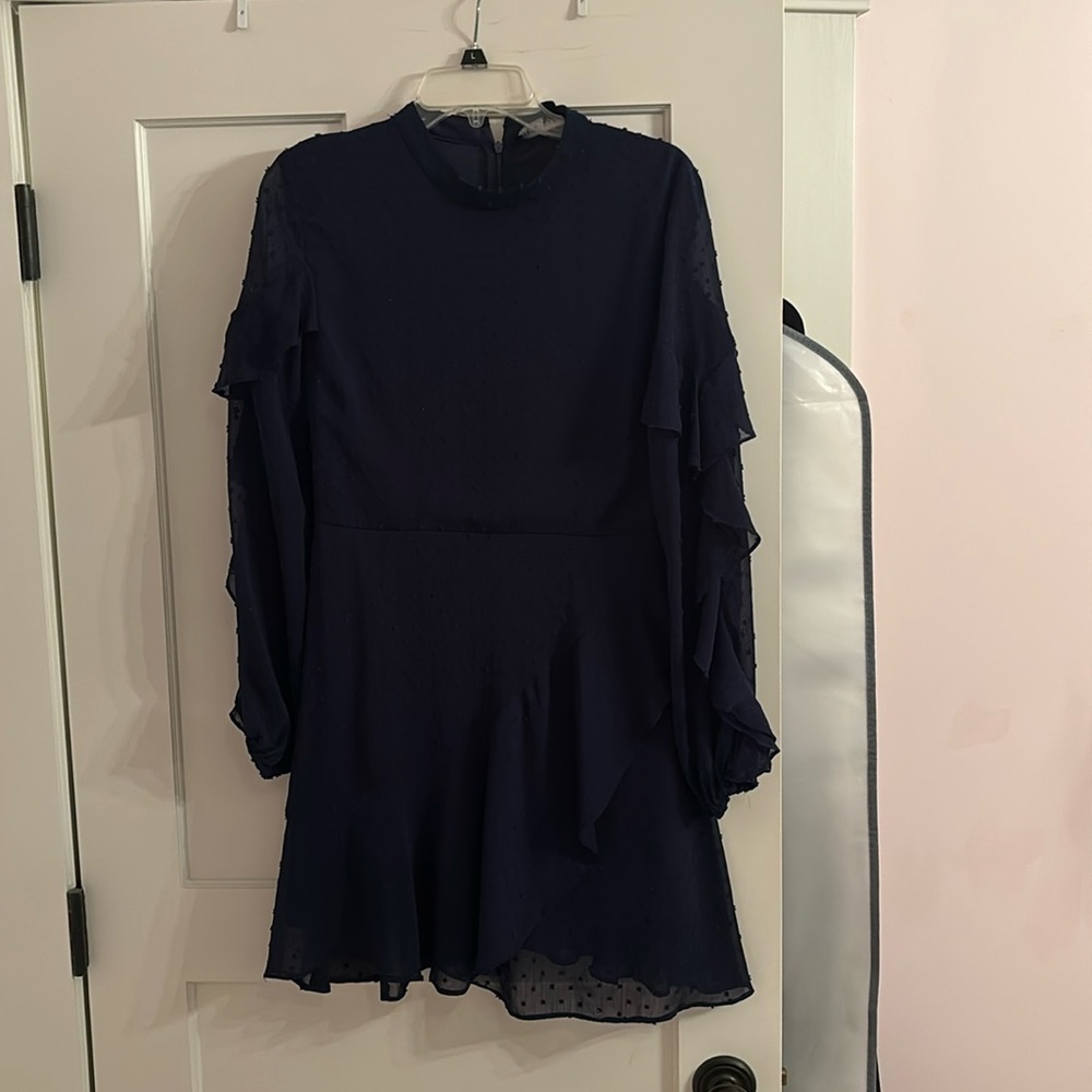 Blue long sleeve ruffle Dress / tunic